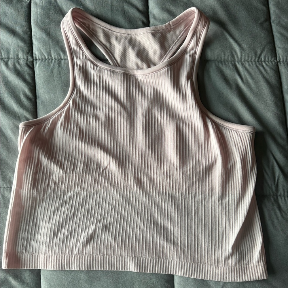 Lululemon Pale Pink Ribbed Crop Tank Top
